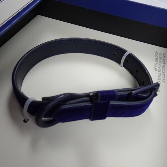 Southern Living Faux Leather Dog Collar Size XS / SMALL Blue Adjustable - Picture 3 of 11